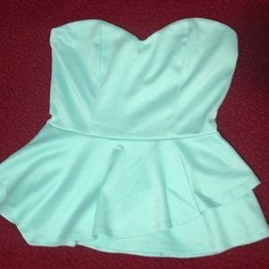 Wet Seal Mint Strapless Peplum